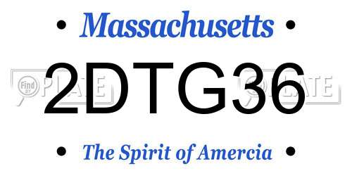2DTG36 Massachusetts License Plate