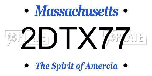 2DTX77 Massachusetts License Plate