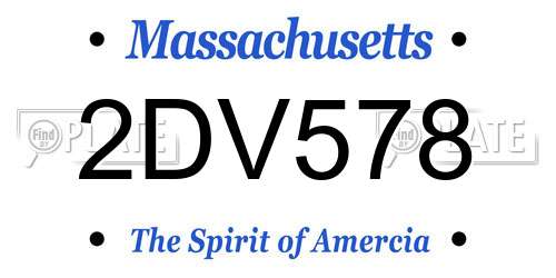 2DV578 Massachusetts License Plate