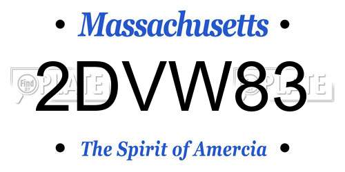 2DVW83 Massachusetts License Plate