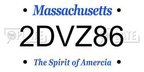 2DVZ86 Massachusetts License Plate
