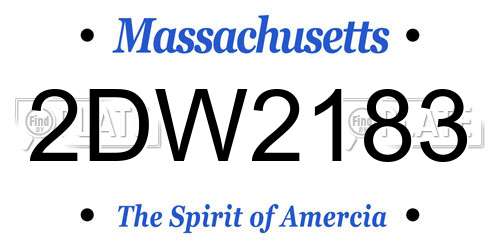 2DW2183 Massachusetts License Plate