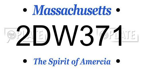 2DW371 Massachusetts License Plate