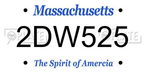 2DW525 Massachusetts License Plate