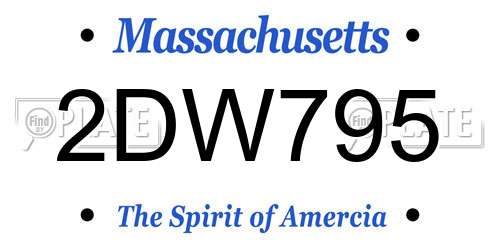 2DW795 Massachusetts License Plate