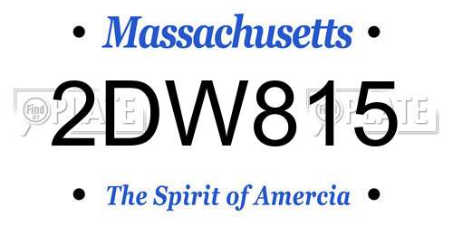 2DW815 Massachusetts License Plate