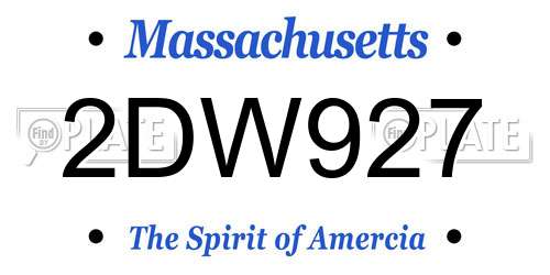 2DW927 Massachusetts License Plate