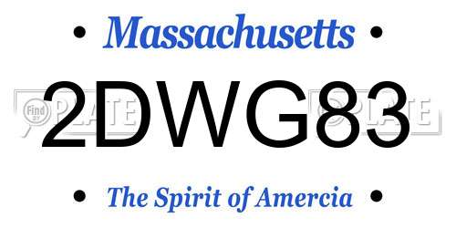 2DWG83 Massachusetts License Plate