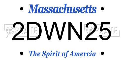 2DWN25 Massachusetts License Plate