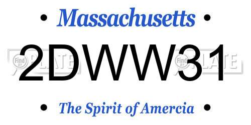 2DWW31 Massachusetts License Plate