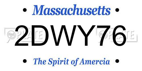 2DWY76 Massachusetts License Plate