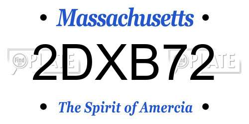 2DXB72 Massachusetts License Plate