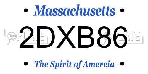 2DXB86 Massachusetts License Plate