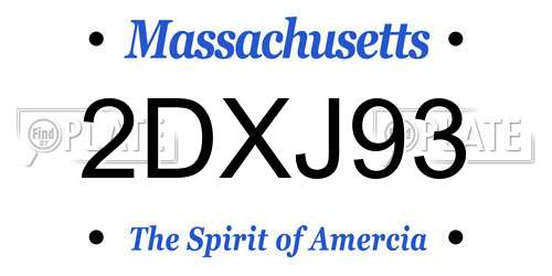2DXJ93 Massachusetts License Plate