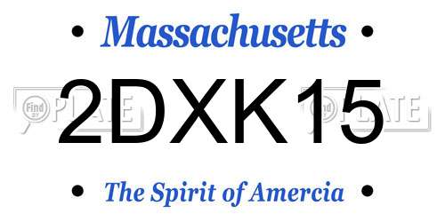 2DXK15 Massachusetts License Plate