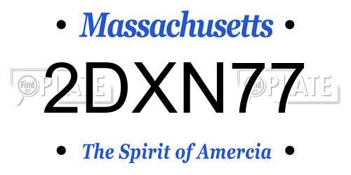 2DXN77 Massachusetts License Plate