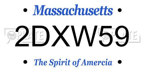 2DXW59 Massachusetts License Plate