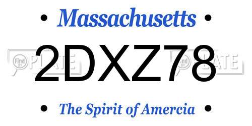 2DXZ78 Massachusetts License Plate