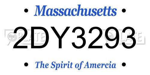 2DY3293 Massachusetts License Plate