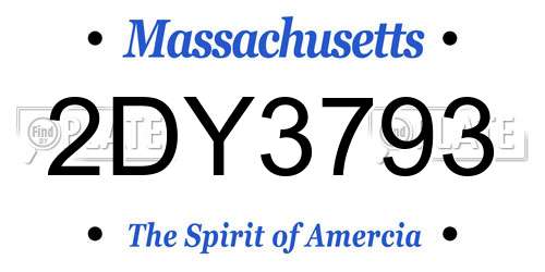 2DY3793 Massachusetts License Plate