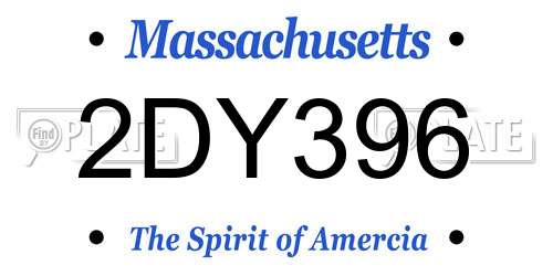 2DY396 Massachusetts License Plate