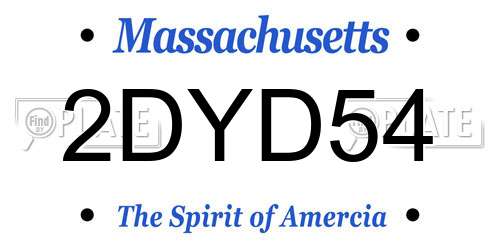2DYD54 Massachusetts License Plate