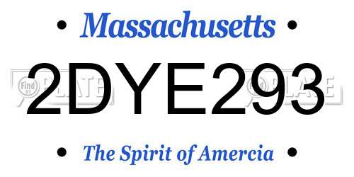2DYE293 Massachusetts License Plate