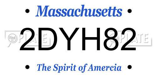 2DYH82 Massachusetts License Plate