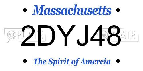2DYJ48 Massachusetts License Plate