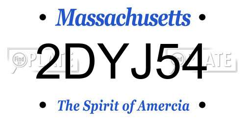 2DYJ54 Massachusetts License Plate
