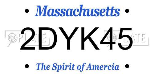 2DYK45 Massachusetts License Plate