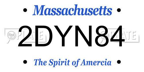 2DYN84 Massachusetts License Plate