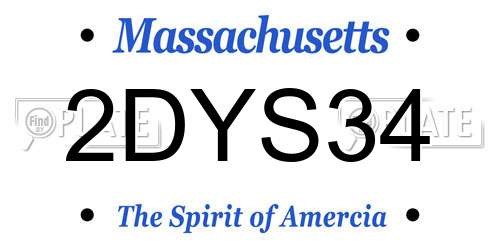 2DYS34 Massachusetts License Plate