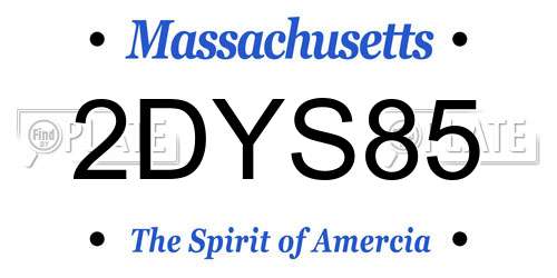 2DYS85 Massachusetts License Plate