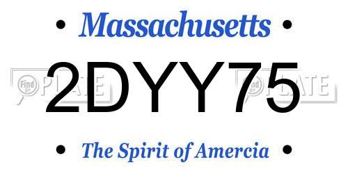2DYY75 Massachusetts License Plate