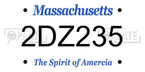 2DZ235 Massachusetts License Plate