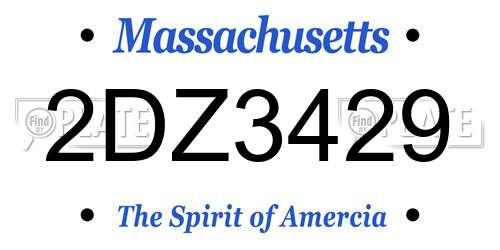2DZ3429 Massachusetts License Plate