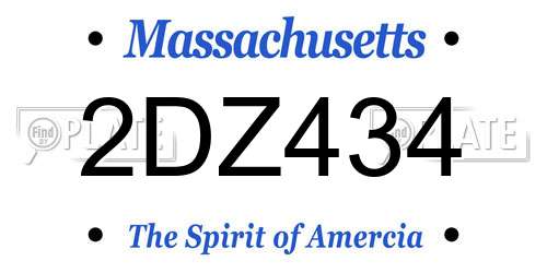 2DZ434 Massachusetts License Plate