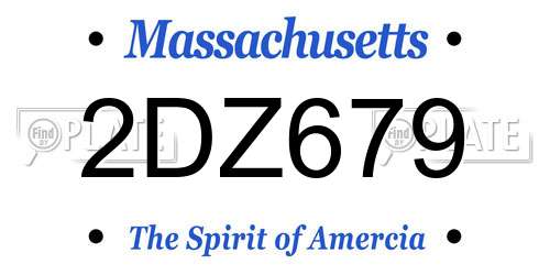 2DZ679 Massachusetts License Plate