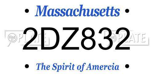2DZ832 Massachusetts License Plate