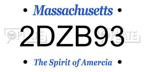 2DZB93 Massachusetts License Plate