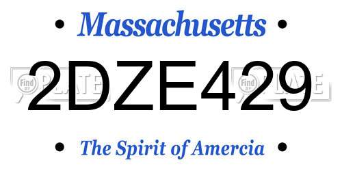 2DZE429 Massachusetts License Plate