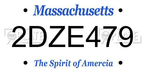 2DZE479 Massachusetts License Plate