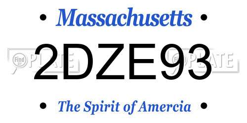 2DZE93 Massachusetts License Plate