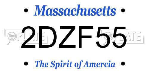 2DZF55 Massachusetts License Plate