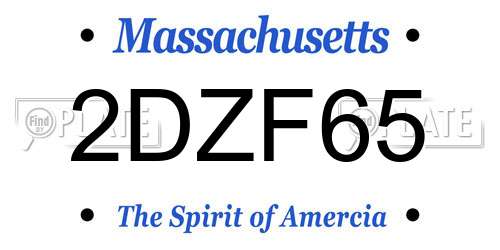 2DZF65 Massachusetts License Plate