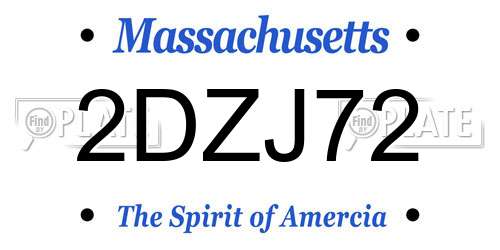 2DZJ72 Massachusetts License Plate