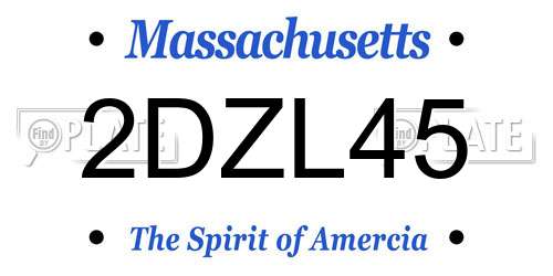2DZL45 Massachusetts License Plate