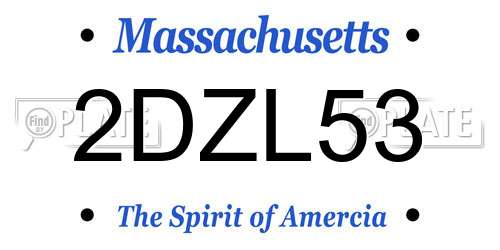 2DZL53 Massachusetts License Plate