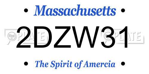 2DZW31 Massachusetts License Plate